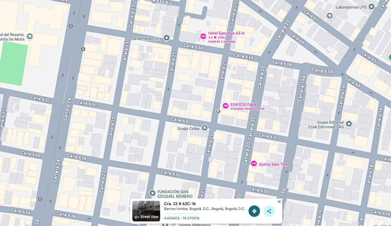 Ubicación en Google Maps - Carrera 21 # 63c - 14, Bogotá, Colombia